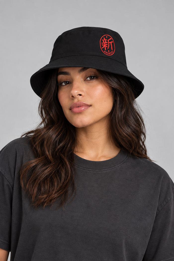 Shinsei Embroidered Bucket Hat — Cotton Twill