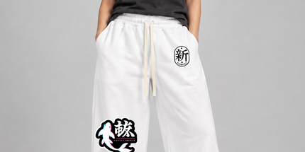 Studio model wearing Shinsei 420 Wide-Leg French Terry Sweatpants
