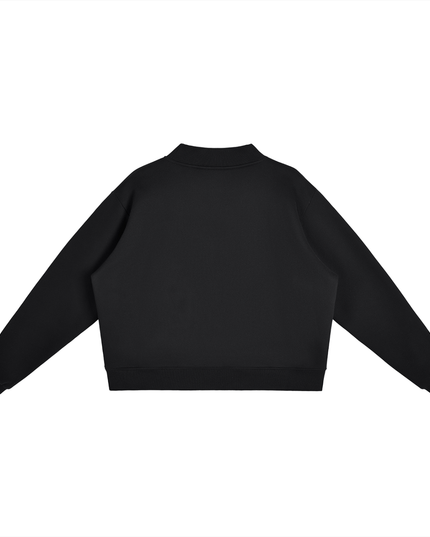 Back of the black Shinsei mock-neck sweatshirt, plain
