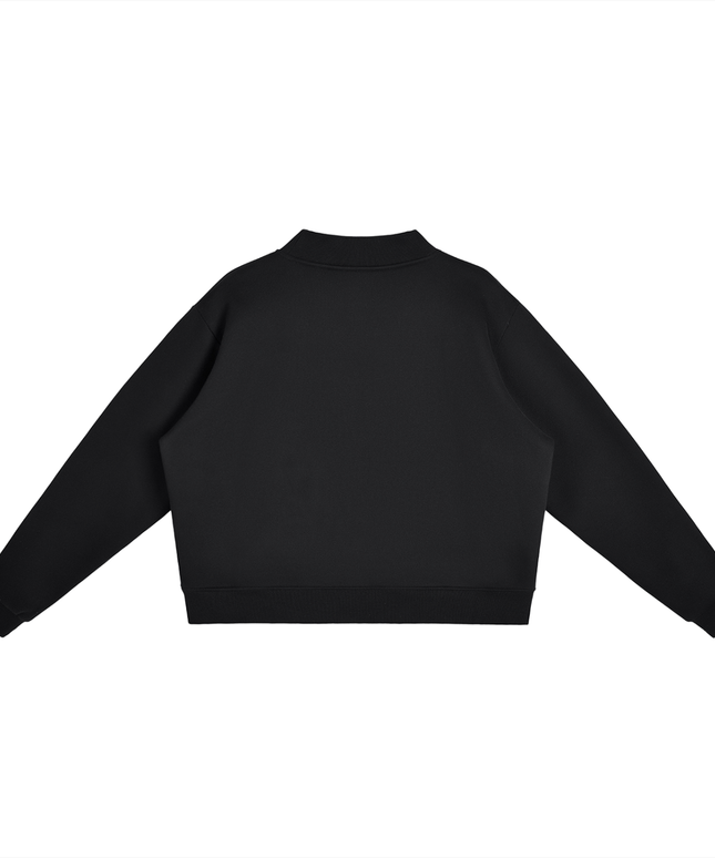 Obrava fleece mock-neck crew sweatshirt in black — Obrava Collective