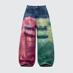 Core Color-Splatter Wide-Leg Jeans — Washed Denim