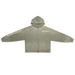 Dystopian washed distressed full-zip hoodie, heavyweight fleece — Obrava Collective