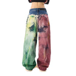 Core Color-Splatter Wide-Leg Jeans — Washed Denim