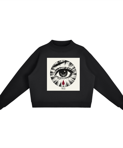 Obrava fleece mock-neck crew sweatshirt in black — Obrava Collective