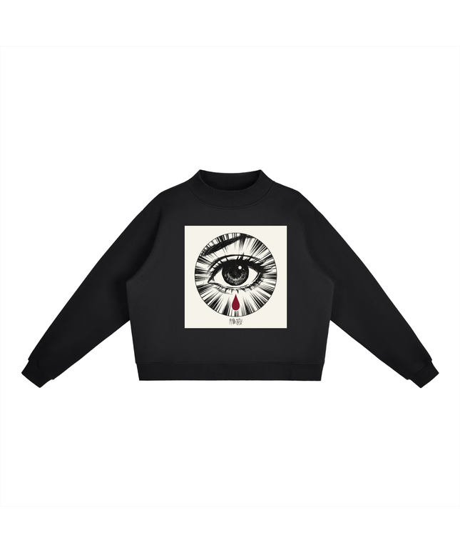 Obrava fleece mock-neck crew sweatshirt in black — Obrava Collective