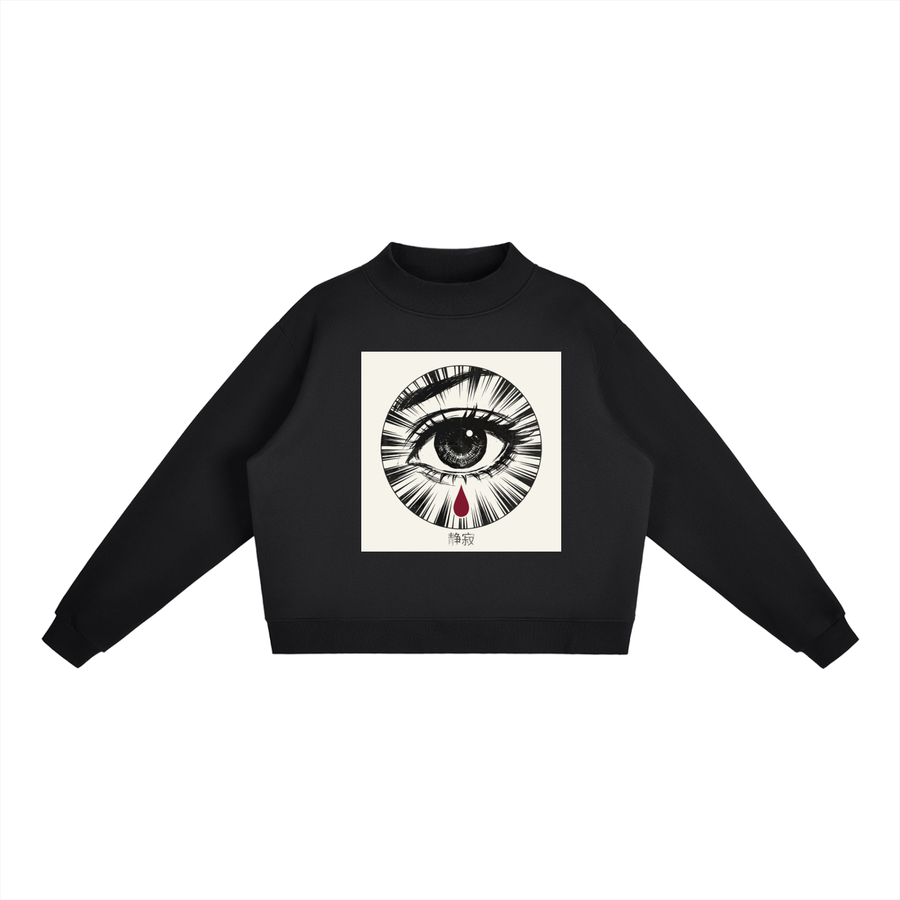 Obrava fleece mock-neck crew sweatshirt in black — Obrava Collective