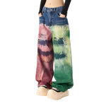 Core Color-Splatter Wide-Leg Jeans — Washed Denim