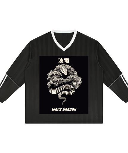 Kanji Dragon Wave Striped Soccer Jersey