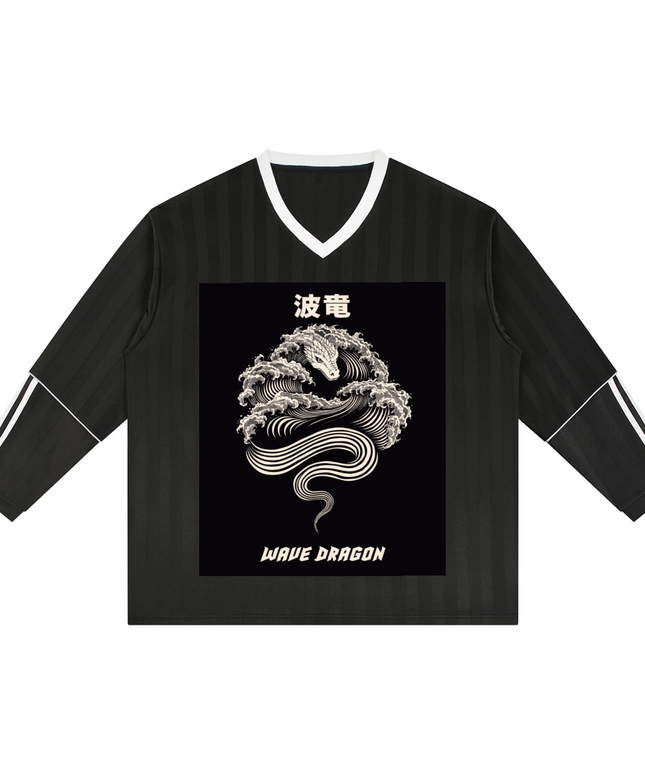 Kanji Dragon Wave Striped Soccer Jersey