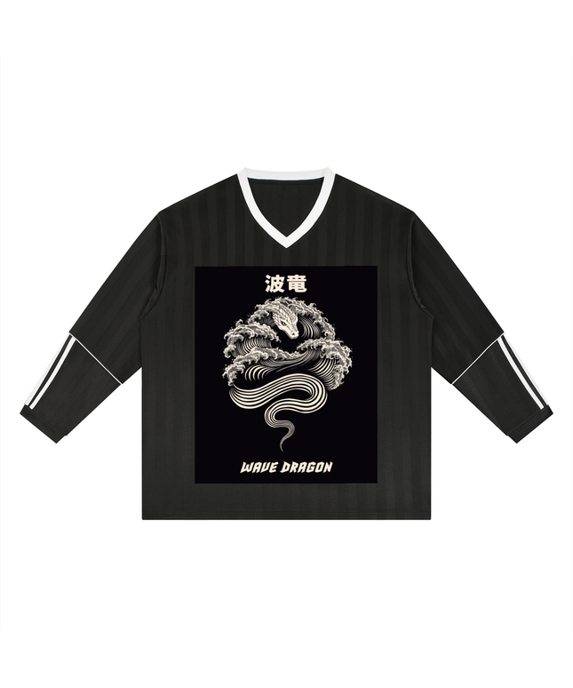 Kanji Dragon Wave Striped Soccer Jersey