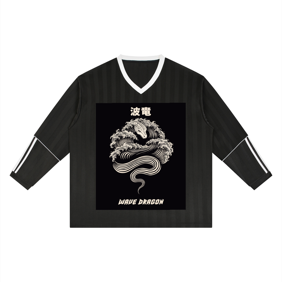 Kanji Dragon Wave Striped Soccer Jersey