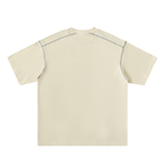 Shinsei Harmony contrast-stitch oversized tee in mild apricot — Obrava Collective