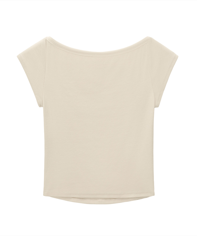 Shinsei Chōwa kanji wide-neck graphic tee in light apricot — Obrava Collective