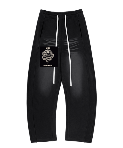 Kanji Dragon Sunfade Fleece Sweatpants — Curved Hem