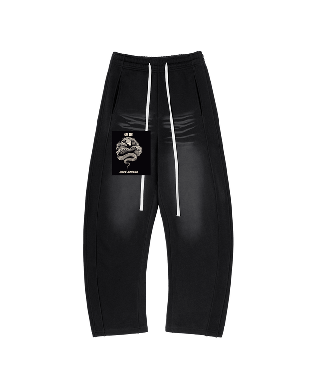 Kanji Dragon Sunfade Fleece Sweatpants — Curved Hem