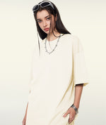 Kanji Longevity heavyweight loose tee in grey apricot, kanji script graphic — Obrava Collective