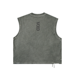 Shinsei Void distressed grommet tank in gray, heavyweight cotton — Obrava Collective