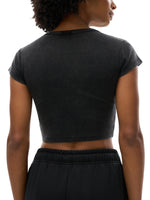 Shinsei Philosophy Void snow-washed crop top in black, kanji graphic — Obrava Collective