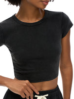 Shinsei Philosophy Void snow-washed crop top in black, kanji graphic — Obrava Collective