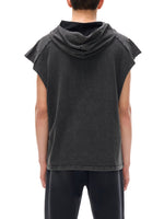 Shinsei MU Void snow-washed hooded tank in black, kanji graphic — Obrava Collective