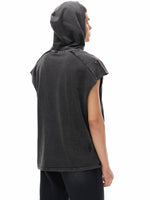 Shinsei MU Void snow-washed hooded tank in black, kanji graphic — Obrava Collective