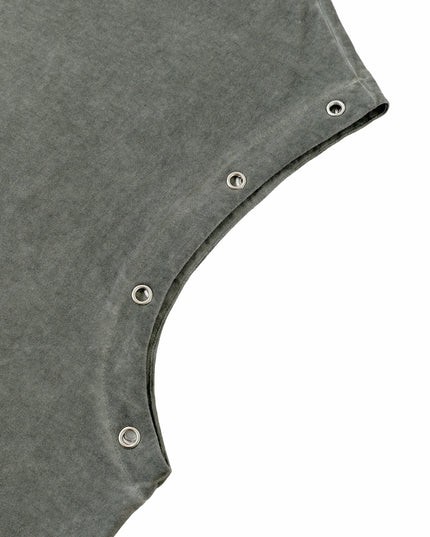Metal grommets along the armhole of the Void grommet tank
