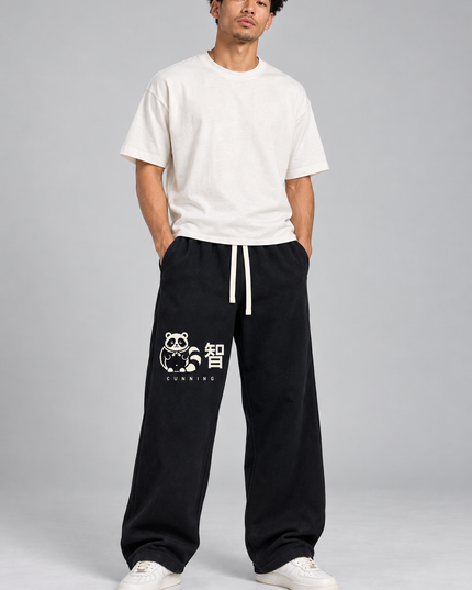 Model wearing the Shinsei wide-leg French terry sweatpants